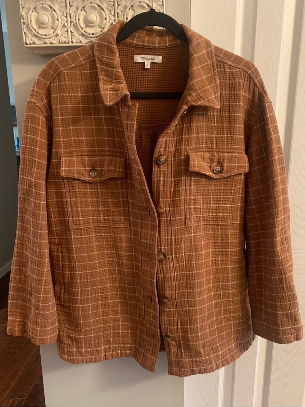 Madewell Waffleback Branner Shirt Jacket in Windowpane - L